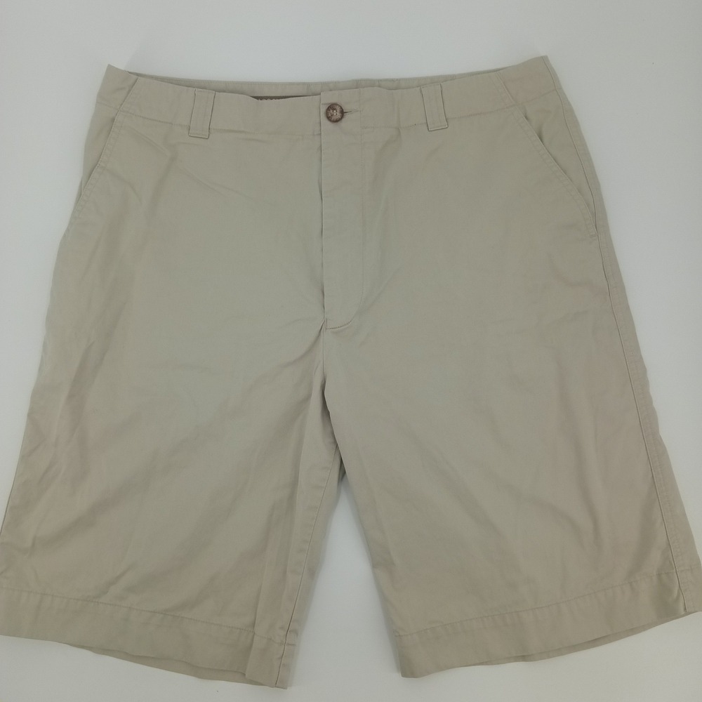 Lacoste Mens Chino Shorts Tan Khaki Size 46 (U.S. 36) Cotton Blend Flat Front